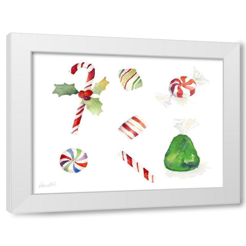 Christmas Candies White Modern Wood Framed Art Print by Loreth, Lanie
