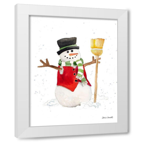 Watercolor Snowman I White Modern Wood Framed Art Print by Loreth, Lanie