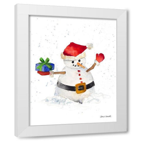 Watercolor Snowman II White Modern Wood Framed Art Print by Loreth, Lanie