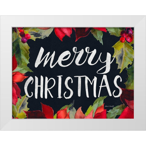 Poinsettias and Greetings I White Modern Wood Framed Art Print by Loreth, Lanie