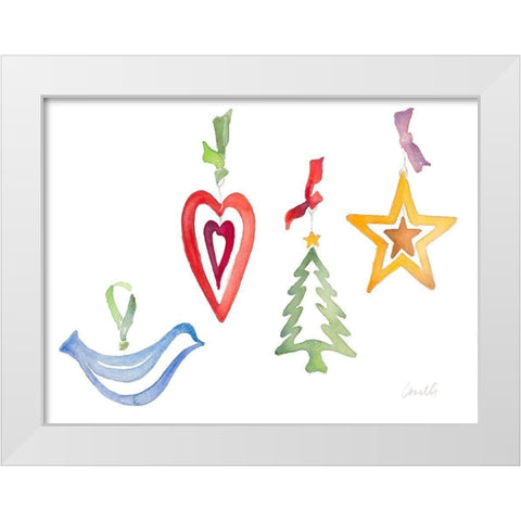 Modern Christmas Ornaments White Modern Wood Framed Art Print by Loreth, Lanie