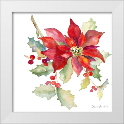 Poinsettias II White Modern Wood Framed Art Print by Loreth, Lanie