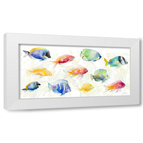 School of Tropical Fish White Modern Wood Framed Art Print by Loreth, Lanie