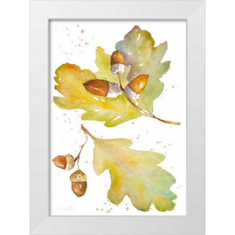 Acorns and Oak Leaves II White Modern Wood Framed Art Print by Loreth, Lanie