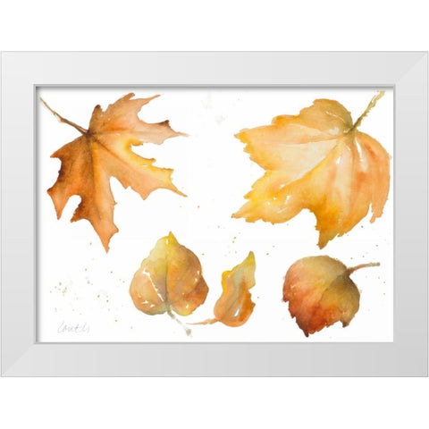 Tawny Autumn Leaves White Modern Wood Framed Art Print by Loreth, Lanie