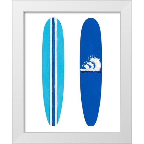 Blue Surf Boards White Modern Wood Framed Art Print by DeRice, Julie