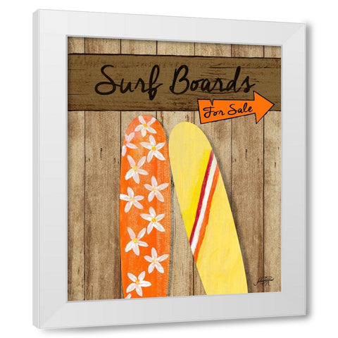 Surf Boards For Sale White Modern Wood Framed Art Print by DeRice, Julie