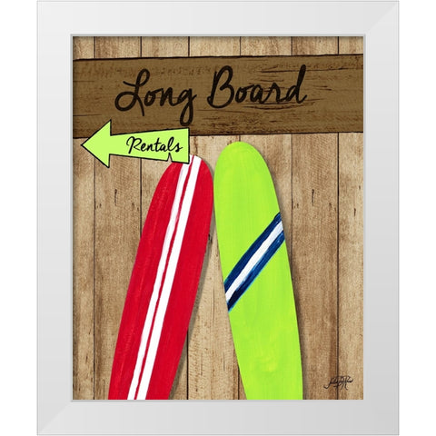 Long Board Rentals White Modern Wood Framed Art Print by DeRice, Julie