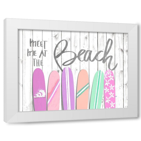 Meet Me at the Beach White Modern Wood Framed Art Print by DeRice, Julie