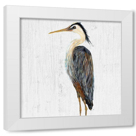 Heron On Whitewash I White Modern Wood Framed Art Print by DeRice, Julie