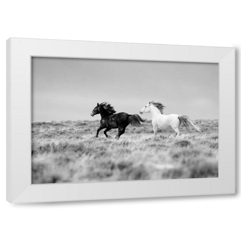 Black And White Mates White Modern Wood Framed Art Print by Walker, Carol