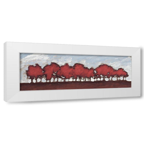 Tree Row Sunset In Red White Modern Wood Framed Art Print by Meneely, Dan
