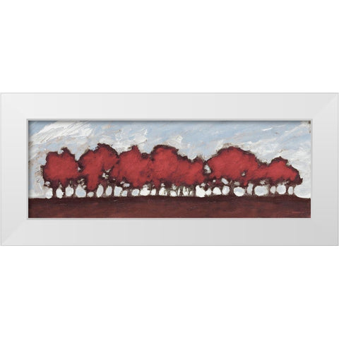 Tree Row Sunset In Red White Modern Wood Framed Art Print by Meneely, Dan