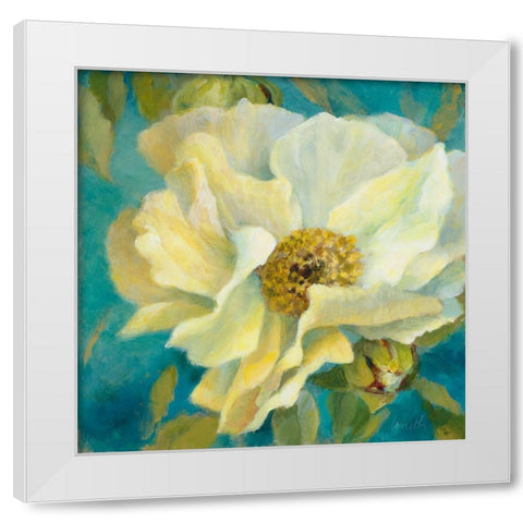 Sen~orita Peony and Buds White Modern Wood Framed Art Print by Loreth, Lanie