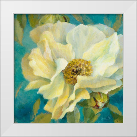 Sen~orita Peony and Buds White Modern Wood Framed Art Print by Loreth, Lanie