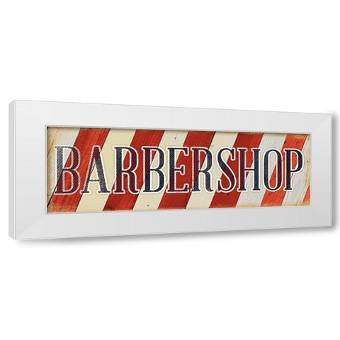 Barbershop White Modern Wood Framed Art Print by SD Graphics Studio