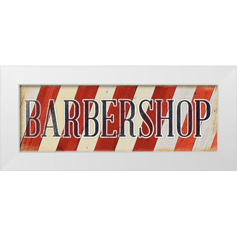 Barbershop White Modern Wood Framed Art Print by SD Graphics Studio