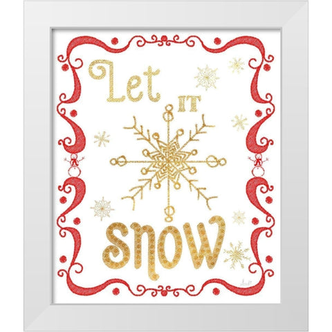 Gold and Red Christmas I White Modern Wood Framed Art Print by Metz, Andi