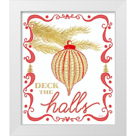 Gold and Red Christmas II White Modern Wood Framed Art Print by Metz, Andi