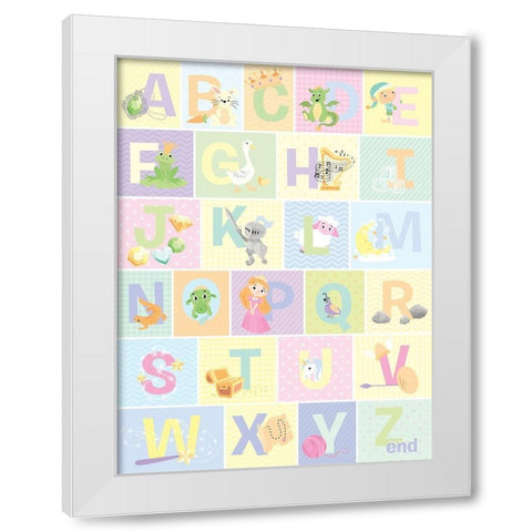 Fairy Tale Alphabet (pastel) White Modern Wood Framed Art Print by Josefina