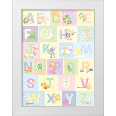 Fairy Tale Alphabet (pastel) White Modern Wood Framed Art Print by Josefina