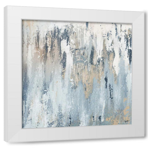 Blue Illusion Suare I White Modern Wood Framed Art Print by Pinto, Patricia
