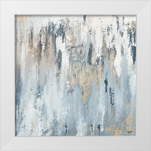 Blue Illusion Suare I White Modern Wood Framed Art Print by Pinto, Patricia