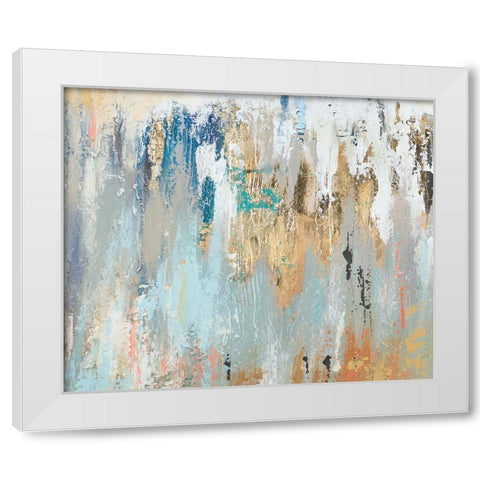 Blue Gold Illusion I White Modern Wood Framed Art Print by Pinto, Patricia
