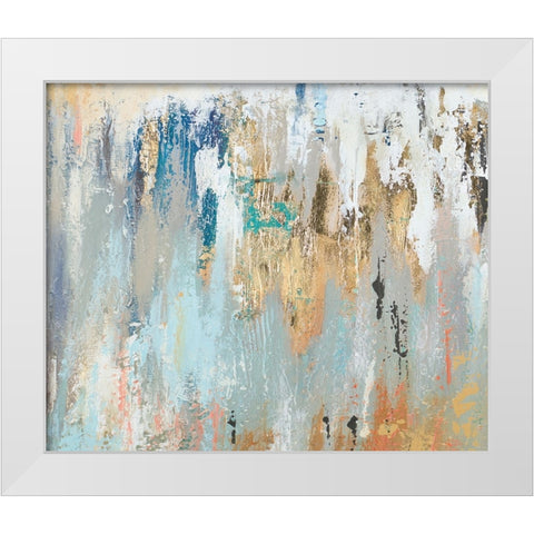 Blue Gold Illusion I White Modern Wood Framed Art Print by Pinto, Patricia