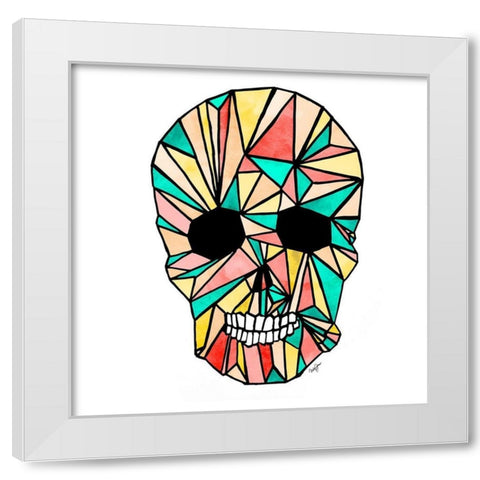 Colorful Skull White Modern Wood Framed Art Print by James, Nola