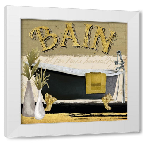 Gold and Black Bath Square I White Modern Wood Framed Art Print by Medley, Elizabeth