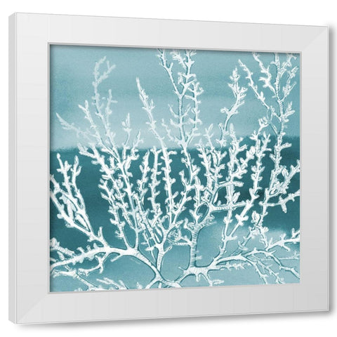 Deep Coral Square I White Modern Wood Framed Art Print by Loreth, Lanie