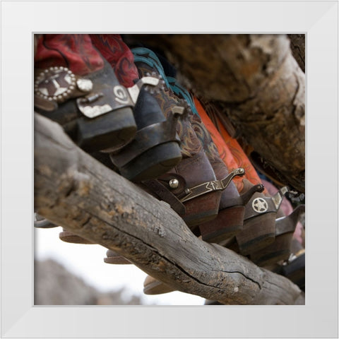 Western Boots I White Modern Wood Framed Art Print by Walker, Carol