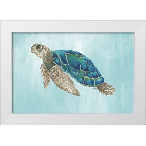 Watercolor Sea Turtle White Modern Wood Framed Art Print by Medley, Elizabeth