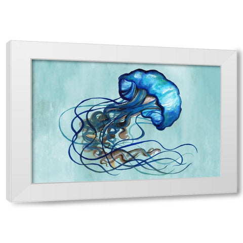 Watercolor Jellyfish White Modern Wood Framed Art Print by Medley, Elizabeth