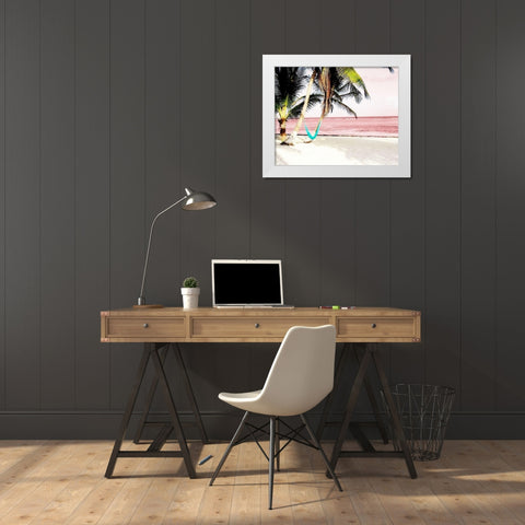 Hammock Paradise in Pink White Modern Wood Framed Art Print by Navas, Emily