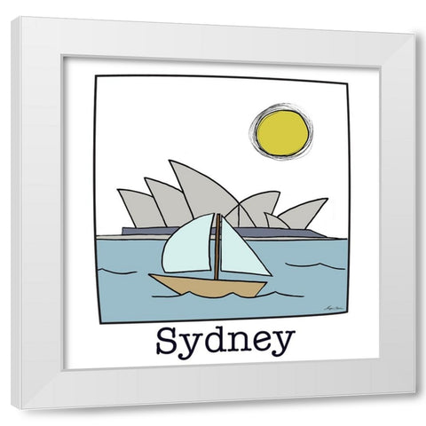 Travel The World Sydney White Modern Wood Framed Art Print by Edwins, Hugo
