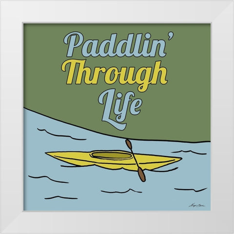 Paddlin Through Life White Modern Wood Framed Art Print by Edwins, Hugo