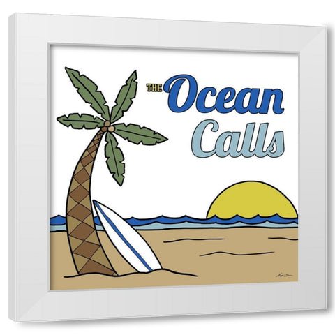 Ocean Calls White Modern Wood Framed Art Print by Edwins, Hugo