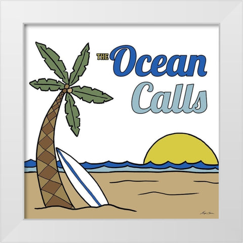 Ocean Calls White Modern Wood Framed Art Print by Edwins, Hugo