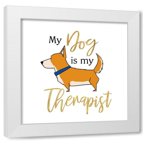 Puppy Positive V White Modern Wood Framed Art Print by Edwins, Hugo