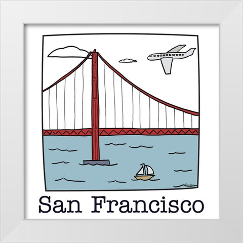 Travel the World San Francisco White Modern Wood Framed Art Print by Edwins, Hugo