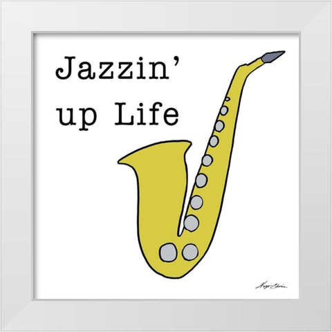 Jazzin Up Life White Modern Wood Framed Art Print by Edwins, Hugo