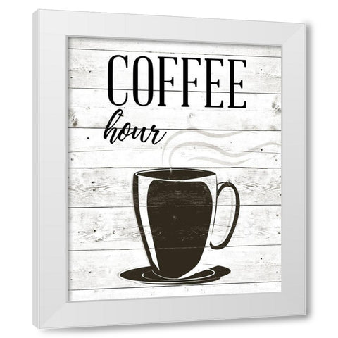 Coffee Hour White Modern Wood Framed Art Print by SD Graphics Studio