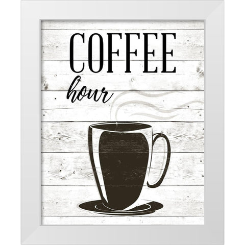 Coffee Hour White Modern Wood Framed Art Print by SD Graphics Studio