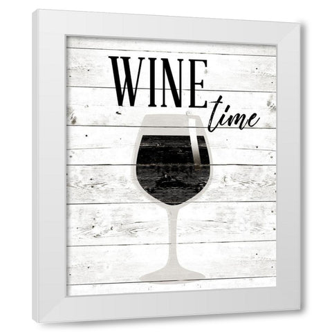 Wine Time White Modern Wood Framed Art Print by SD Graphics Studio