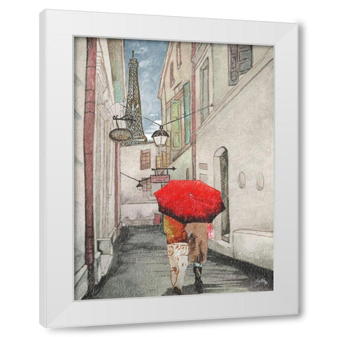 Red Umbrella I White Modern Wood Framed Art Print by Medley, Elizabeth