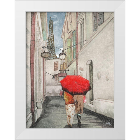 Red Umbrella I White Modern Wood Framed Art Print by Medley, Elizabeth