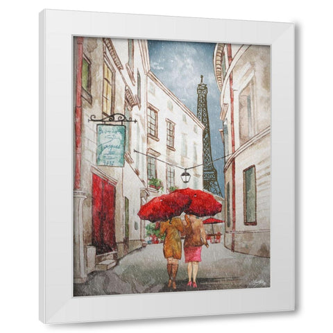 Red Umbrella II White Modern Wood Framed Art Print by Medley, Elizabeth