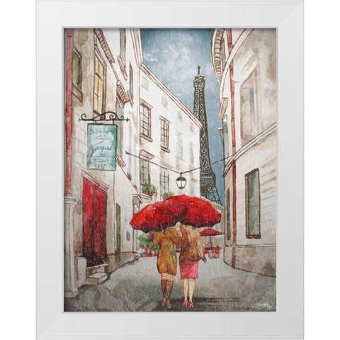 Red Umbrella II White Modern Wood Framed Art Print by Medley, Elizabeth